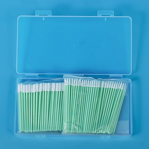Fiber Optic Cleaning Swabs: 100 Pointed Tips for 1.25mm LC/MU | 100 Round Tips for 2.5mm SC/ST, for Optical Connector and Camera Lens Cleaning, 200pcs