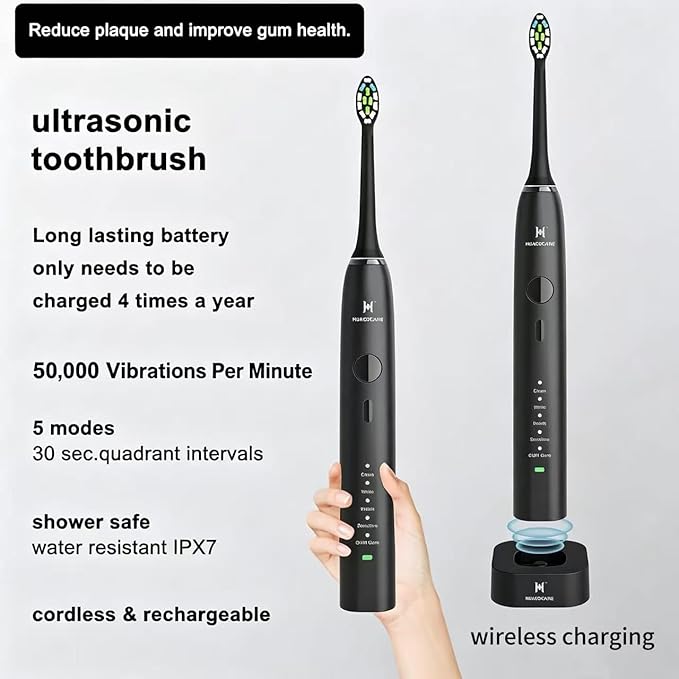 Upgraded Pro Dental Care Kit: 5-Mode Water Flosser & 50,000 VPM Sonic Electric Toothbrush | Premium Oral Clean Set with Enhanced Cleaning Modes, Larger Tank & Refined Design for Advanced Gum Health