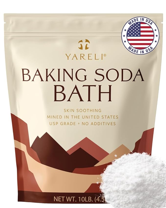 Yareli Baking Soda Bath, 10lb Naturally Mined USP Grade, for Muscle Recovery, Relief of Dry Skin and DIY Bath Bombs