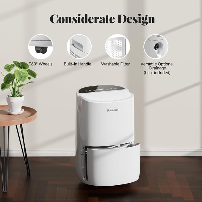 Smart Dehumidifier for Home & Basement, Up to 2000 Sq. Ft, 35 Pints (95°F, 90% RH), 37dB Ultra Quiet with Sleep Mode, App Control, Child Lock & Continuous Drain Hose Included