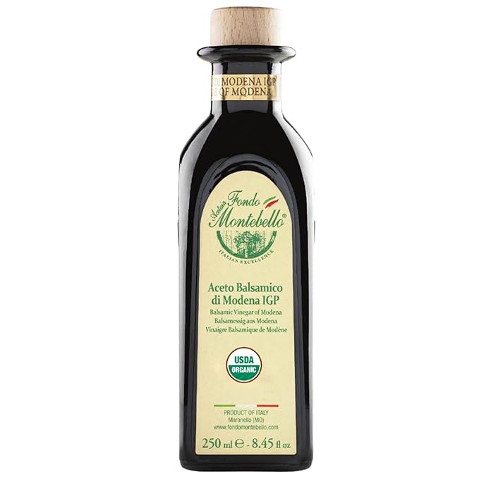 Organic Balsamic Vinegar of Modena 8.45 fl.oz. (250ml), FONDO MONTEBELLO IGP-Certified, Dense and Delicious Organic Balsamic Vinegar, Perfect for Salads, Meats and Desserts - Imported from Italy