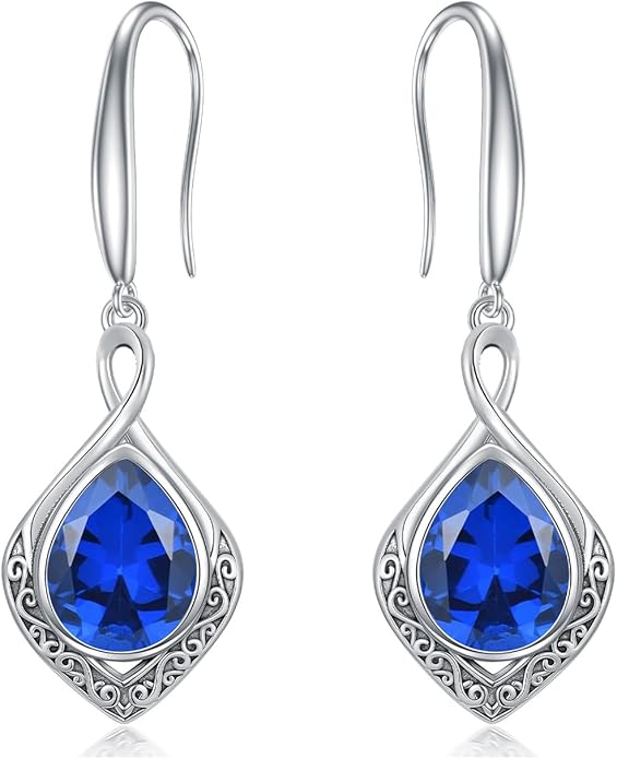 PELOVNY Celtic Knot Filigree Earrings for Women 925 Sterling Silver Moss Agate/Birthstone Infinity Earrings Birthday Christmas Jewelry Gifts for Mom Daughter Wife Sister