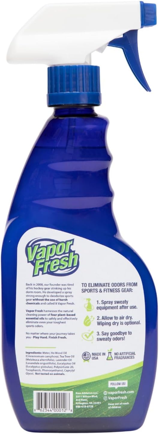 Vapor Fresh Sports Cleaner and Deodorizer - For Boxing Gloves, Sports Pads, Helmets, Gym Bags, Gym Equipment and More - Naturally Powered By Plants, 16 Fl Oz (3-Pack)