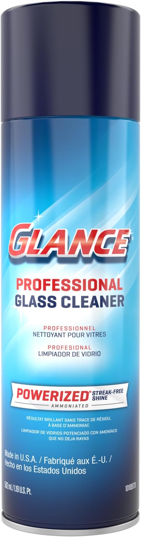 GLANCE 101109731 Powerized Professional Glass Cleaner, Foaming Formula Clings to Windows, Mirrors & Hard Surfaces, Aerosol Spray, 19-Ounce (Pack of 12)