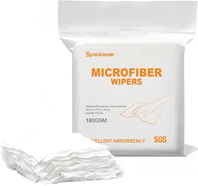 Microfiber Wipes 6"x6"(100 Pcs,Class 100, 180GSM) Superfine Lint Free Cloths Cleaning and Drying Cloths Reusable Ultra Absorbent for All Surface Types
