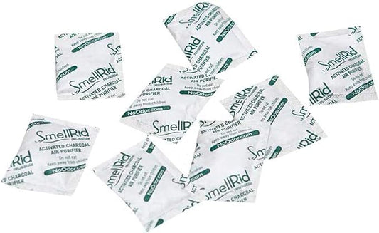 SMELLRID Activated Charcoal Odor Remover That Works [100 Pack] - Mini 5g (2” x 2”) Pack Treats 2 Sq. Ft.- Premium Natural Odor & Dampness Absorber Safeguard Stored/Shipped Items