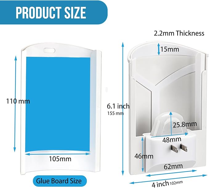 OSVDO Blue UV Light Flying Insect Trap, Plug-in Bug Catcher with 4 Sticky Refills for 100+ Days, Fly Catcher for Flies, Fruit Flies, Gnats, Moths, Silent for Home