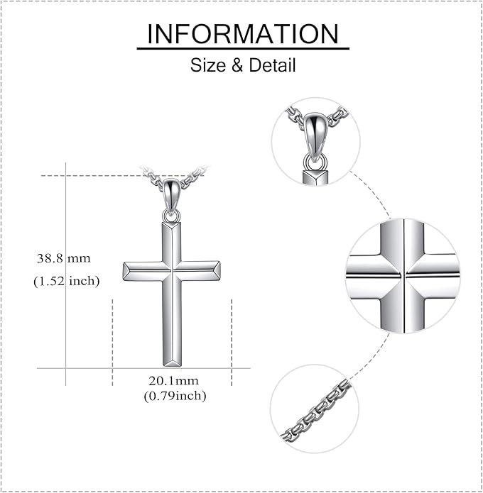 ONEFINITY Religious Cross Pendant Necklace Sterling Silver Origami Cross Pendant Gifts for Women Men Jewelry