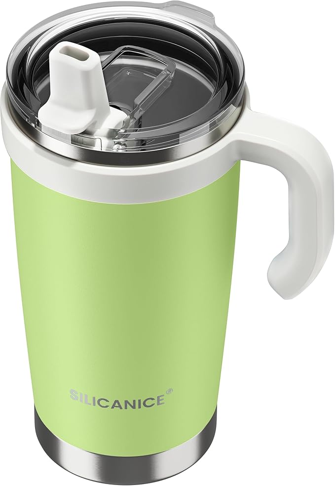 For Iced Coffee & Smoothies – Never Drink from a Moldy Lid Again: 20oz Hygienic Tumbler, 100% Leakproof Lid & Removable Foldable Spout. Reinforced Base, Fits Cup Holders - KeyLime