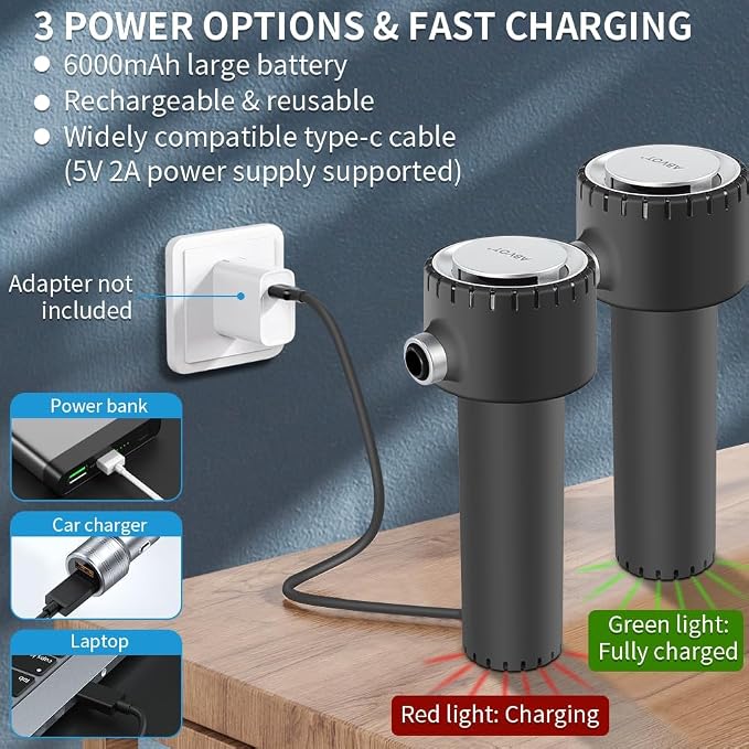 Electric Air Duster, Compressed Air Duster, Portable 45000 RPM Cordless Dust Blower, 6000mAh Battery Air Can Duster, Powerful Computer Keyboard Cleaning Air Spray