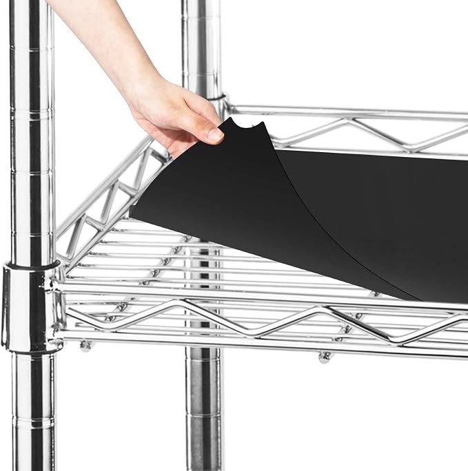 Frienda Set of 5 Wire Shelf Liner 14 x 36 Inch Heavy Duty Waterproof Shelf Liners for Wire Shelving, Non Adhesive Plastic Mat for Metal Rack Kitchen Shelves, Shoe Rack(Black)