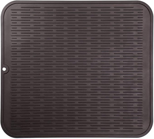 MicoYang Silicone Dish Drying Mat for Multiple Usage,Easy clean,Eco-friendly,Heat-resistant Silicone Mat for Kitchen Counter or Sink,Refrigerator or Drawer Liner Coffee XL 18 inches x 16 inches