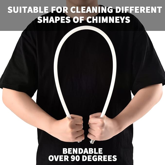 Bluesea 4 Pieces Chimney Sweep Kit Nylon Rod, Chimney Cleaning Kit Accessories with Hex Key and Adapter for Electric Drill, Flexible Nylon Rod for Chimney Brush, Extends to 13 Feet for Easy Cleaning.