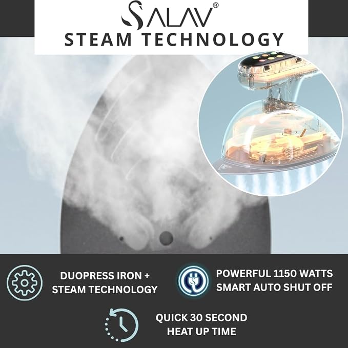 Smart Steam – 2-in-1 Handheld Garment Steamer & Iron with 6ft Steam Hose, 7 Steam Levels, Digital Display, 1.1L Tank, Steam Burst, Auto-Off Safety, For Home & Upholstery