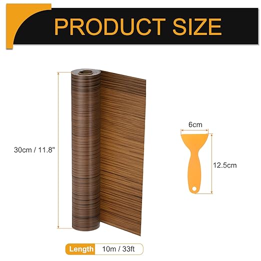HARFINGTON Wood Grain Repair Tape 11.8 Inch x 33ft Self Adhesive Repair Patch Tape Simulated Wooden Floor Tapes with Plastic Scraper for Tables Doors Windows Furniture, Light Brown Wood