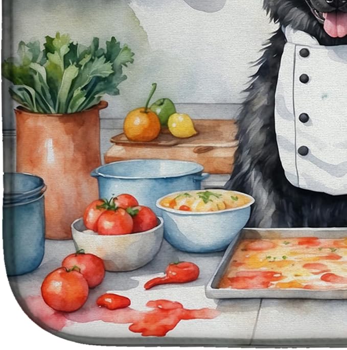 Caroline's Treasures DAC6201DDM Belgian Sheepdog The Chef Dish Drying Mat Absorbent Dish Drying Mat Pad for Kitchen Counter Dish Drainer Mat for Countertop, 14 x 21", Multicolor