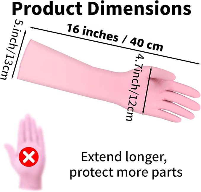 16 inch Nitrile Disposable Gloves Long Sleeved Blue 6Mil Durable Waterproof Latex Free Cleaning Dishwashing 50PCS