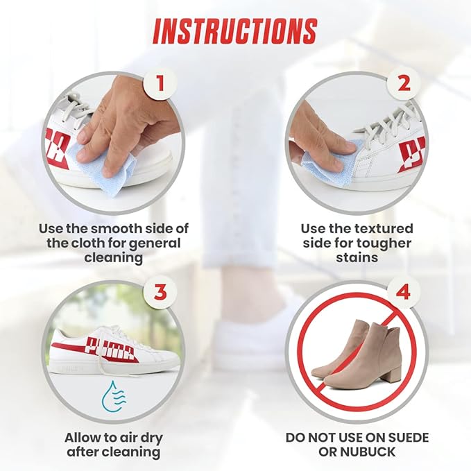 Shoe Cleaning Wipes (30 Count) - Textured Sneaker Cleaning Wipes Great for Travel - Works for All Shoes and Sneakers