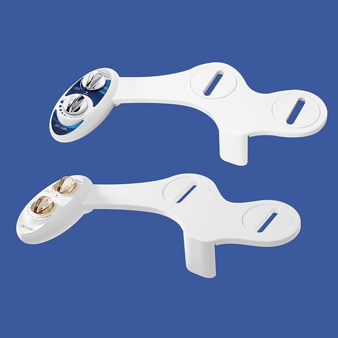 LUXE Bidet NEO 120 - Value 2-Pack Bidet Attachments, Self-Cleaning, Non-Electric (Blue & Gold)