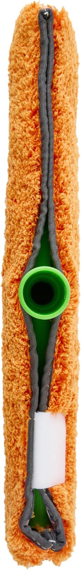 Restaurantware-Clean Tek Professional Window Washer Strip, 1 Window Scrubber with T-Bar Handle - Machine Washable, No-Streak Cleaning, Orange Microfiber Washer for Glass Door, Home Or Commercial Use