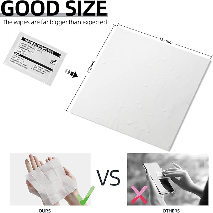 Technical Prep Pads Cleaning Wipes | Pre-Moistened Concentration Electronic Wipes Sheets, Surface Cleaning for Computers, Printer, Electronics, Industrial, Thermal Paste Remover (80PCS, 5"×6")