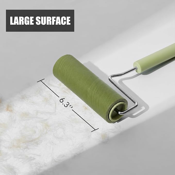 Extra Sticky Large Surface Lint Roller, 6.3'' Giant Lint Roller for Pet Hair, Long Handle Lint Remover for Clothes, Furniture, Dog & Cat Hair Remover (4 Refills)