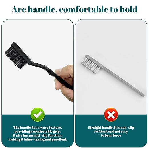 30 PCS Mini Nylon Brush Set，Masonry Brush Wire Bristle for Cleaning Welding Slag and Rust，Curved Handle Brush (Nylon, 30)