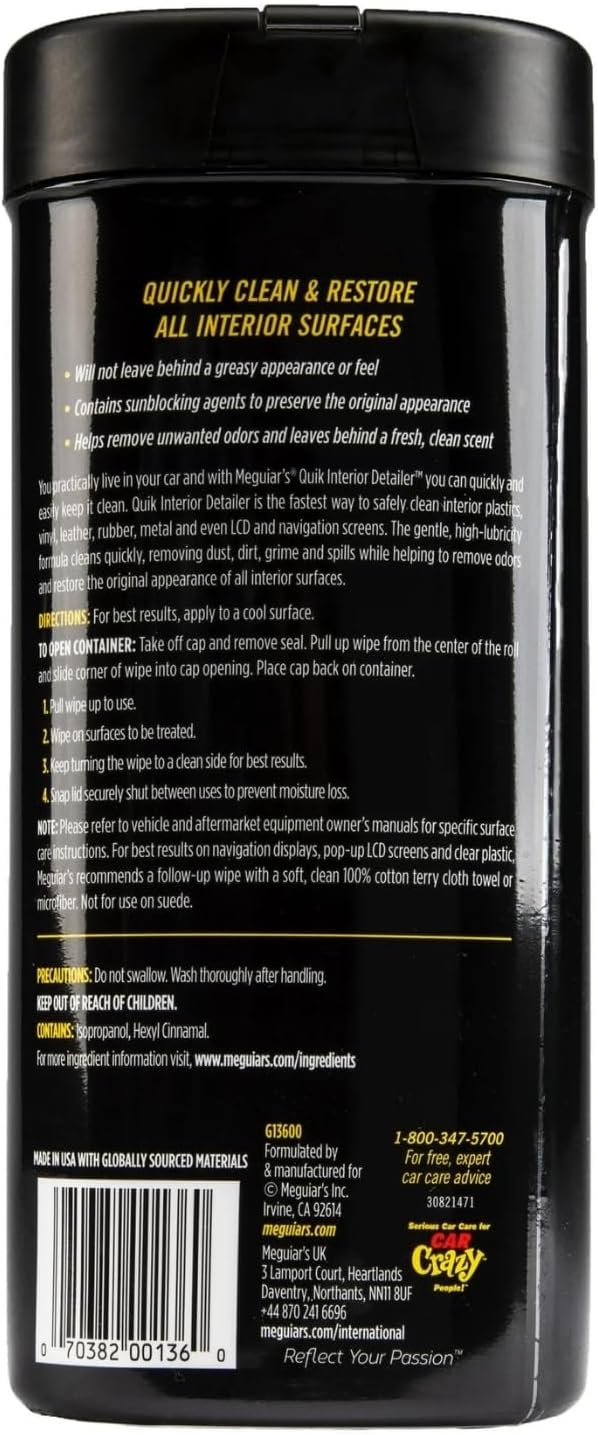 Quik Interior Detailer Wipes 30 ct Bundle with Microfiber Cloth - Car Interior Cleaner for Dashboards, Seats, and More - Multi-Surface Cleaner Car Wipes for a Detailed Look - (4 Items)