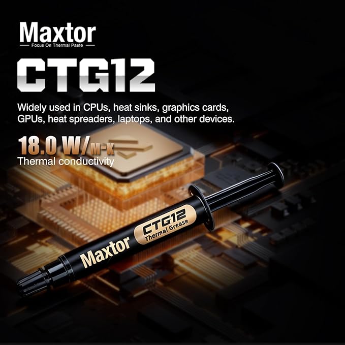 Maxtor CTG12 High Performance Heat Sink Compound Thermal Paste for Cooling All Processors, CPU,GPU,PC,PS4,PS5,Xbox,Ovens,Non-Conductive,4g (45, g)