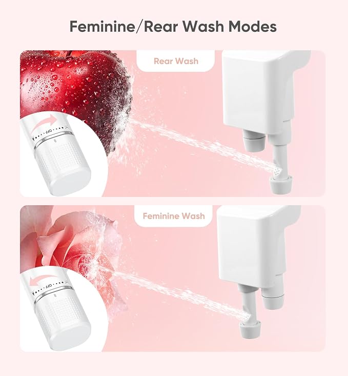 2PCS Ultra-Slim Bidet Attachment, Posterior&Feminine Wash-(Retractable Dual Nozzles), Non-Electric Bidet Attachment for Toilet Seat, Adjustable Fresh Cold Water Pressure, Stainless Steel Inlet (White)