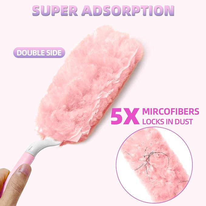 30 Count Duster Refills Compatible with Swiffer Handle, 360° Multi-Surface Duster Refills with 1 Handle, Dusters with 5X Microfibers for Cleaning Home, Furniture, Electronics, Office, Blinds