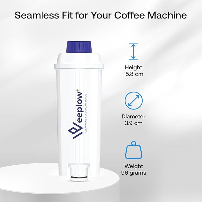 Weeplow Coffee Machine Maintenance Kit (4-Piece) – 3 DLSC002 Compatible Water Filters & 300ml Descaler Solution – For De'Longhi Magnifica, Dinamica, Autentica & ECAM Series