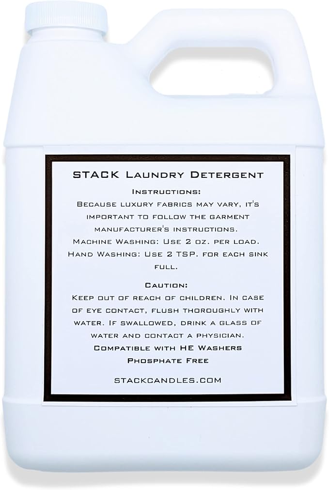 STACK Almost Home Luxury Laundry Detergent - Highly Scented Laundry Detergent for HE & Standard Washers - Infused With Roses, Jasmine, Suede, & Musk - Dye Free Gentle & Effective Cleaning - 32 oz