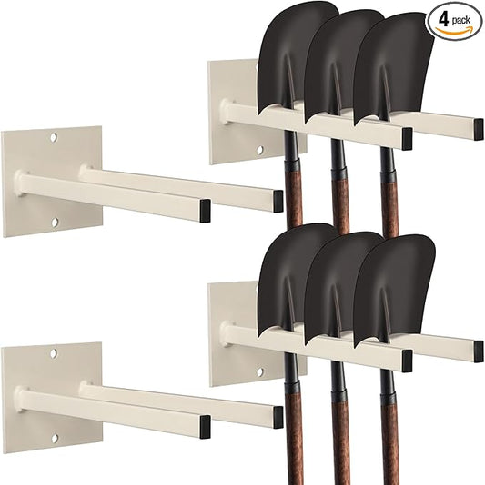 Zonon 4 Pcs Extra Wide Wall Mounted Tool Rack for Trimmers Blowers and Stepladders Heavy Duty Powder Coated Steel Storage Organizer for Garage Shed Workshop Tool Holder