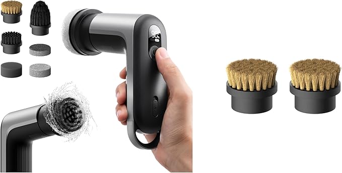 HOTO Grip™ Cordless Electric Spin Scrubber + 2 Pcs Replacement Sisal Brush Heads