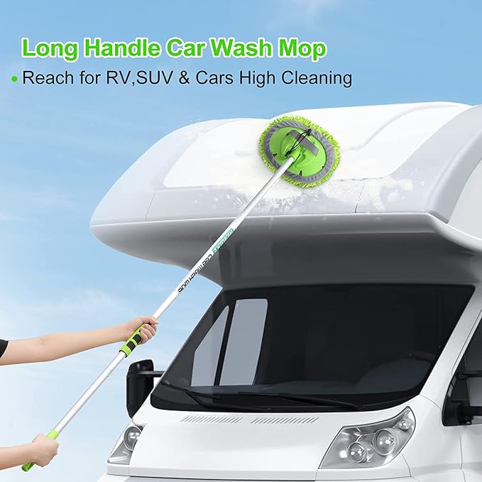 14Pcs Car Wash Kit, 62'' Car Wash Brush with Long Handle, Microfiber Scratch-Free Carwash Brush Mop Mitt Kit Car Car Washing Supplies Cleaning Kit for Cars RV SUV Truck Boat Green