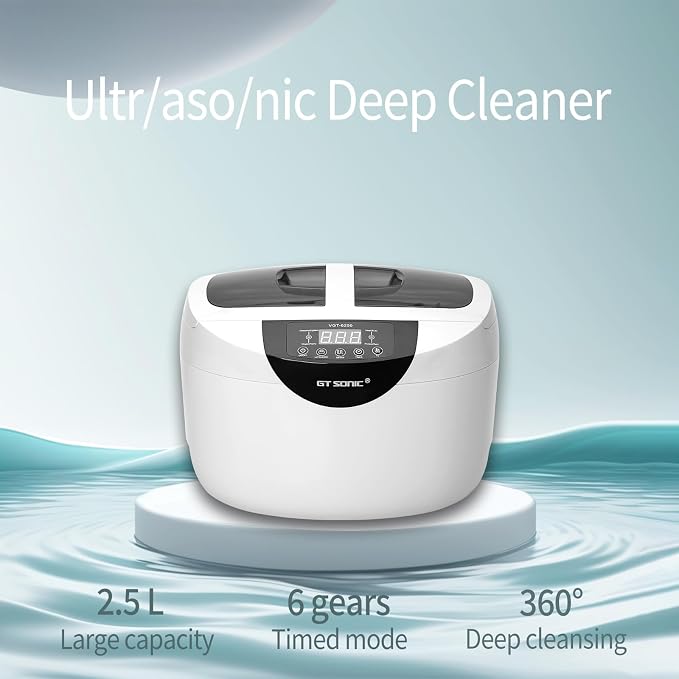 Ul/tra/sonic Cleaner 2.5L, Portable Sonic Cleaning Machine with Timer & Degas, for Jewelry, Eyeglasses, Watches & Small Parts
