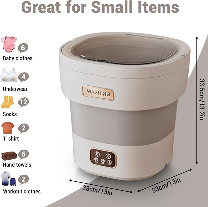 Portable Washing Machine, Mini Washer 12L Upgraded Large Capacity Foldable Washer Deep Cleaning of Underwear Baby Clothes and Other Small Clothes for Apartments Dormitories Hotels