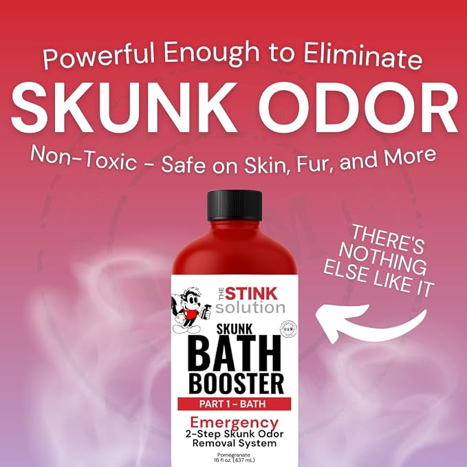 The Stink Solution Skunk Odor Eliminator for Dogs Natural Skunk Smell Remover Pet Safe Skunk Odor Remover, Skunk Deodorizer & Skunk Spray Neutralizer 16 oz Pomegranate Spray (PART 2)
