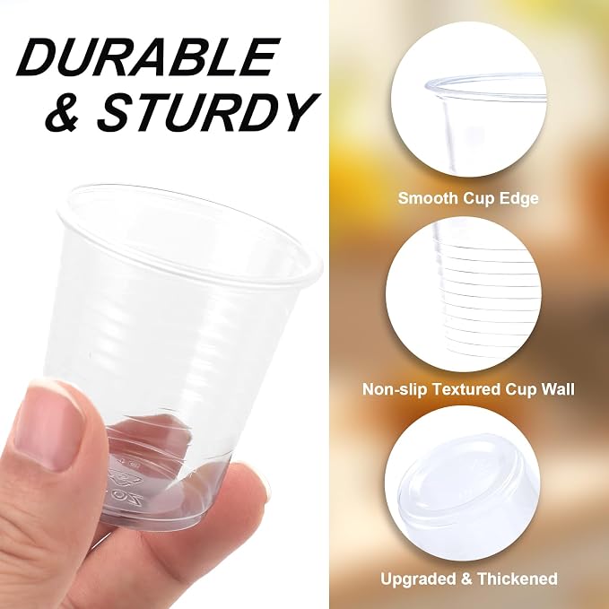 BYSNOW 600 Pack 3 oz Bathroom Plastic Cups, Disposable 3 Ounce Small Water Clear Mouthwash Cups for Picnic, Travel, Halloween, Christmas Parties