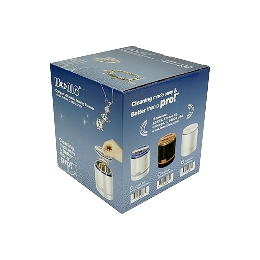 iSonic Compact Ultrasonic Jewelry Cleaner D1800, White and Sapphire Blue