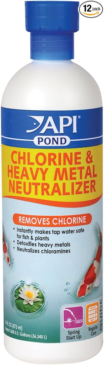 API Pond Chlorine & Heavy Metal Neutralizer Pond Water Neutralizer 16-Ounce Bottle, Model: 141B