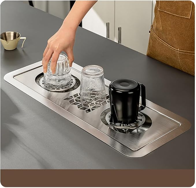 Double Headed Glass Cup Rinser Stainless Steel Glass Washer for Kitchen Sink Bottle Washer Cup Cleaner Sink Attachment Accessories for Home Bar Faucet