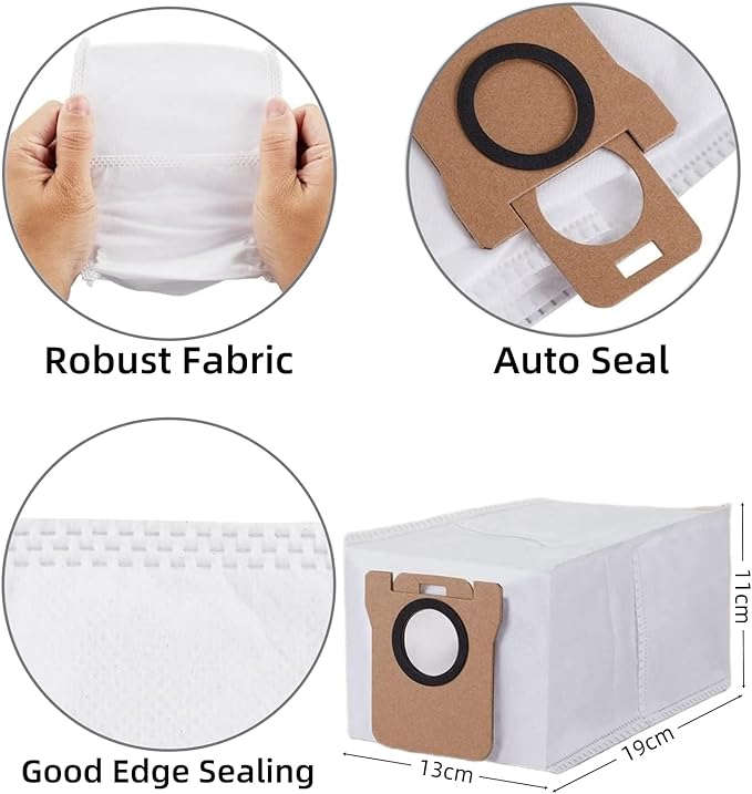 Dust Bags + Mop Pads + Roller Brush for Xiaomi X20 +, X10 +, for Dreame L10s Ultra, L10 Ultra, L20 Ultra Robot Vacuums Replacement Parts Vacuum Bag Mop Cloth Brush Set Accessories Kit