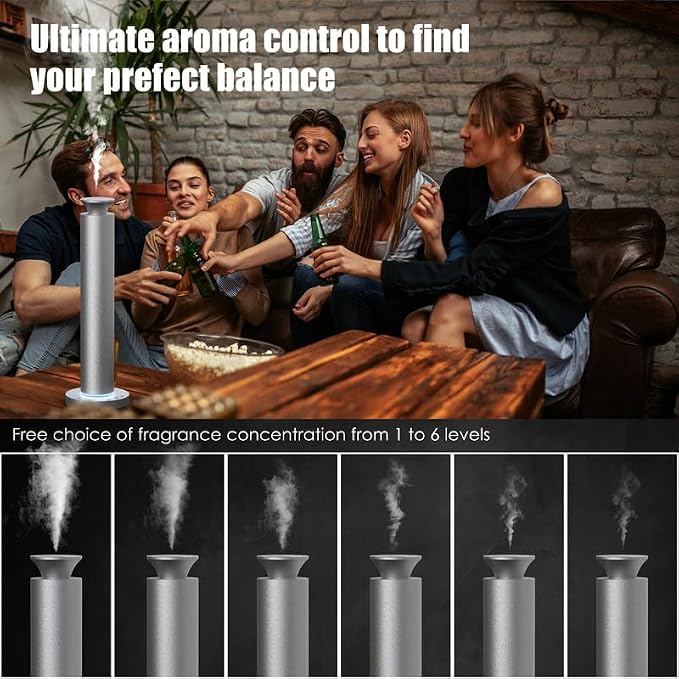 Waterless Scent Diffuser Machine with 4 Lights and Breathing Lights Modes Max Coverage 2500 sq.ft. Essential Oil Diffusers Fragrance Large Room Rechargeable App Remote Control Light Orange