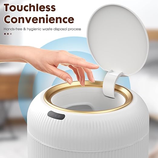 Procade Motion Sensor Trash Can with Lid, 3 Gallon Electric Bathroom Garbage can, Small White Wastebasket Touchless Trash Bin,Automatic Mini Trashcan for Bedroom,Toilet, Office, rv, Livi