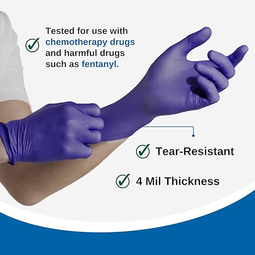 HCS Bulk Nitrile Gloves - (2500/Case) Chemo Protection, Medical Gloves Disposable - Latex-Free Rubber Glove - 4 Mil Nitrile Exam Disposable Glove - Dark Purple, Medium