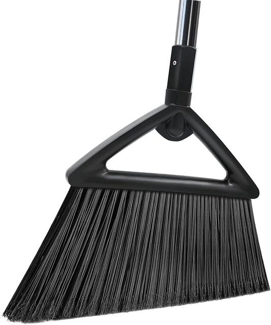 Heavy Duty Commercial Broom,Upgraded Angle Brooms for Sweeping Indoor and Outdoor,Perfect Black Broom of Kitchen,Garage