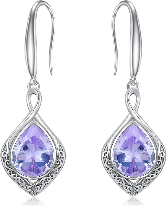 PELOVNY Celtic Knot Filigree Earrings for Women 925 Sterling Silver Moss Agate/Birthstone Infinity Earrings Birthday Christmas Jewelry Gifts for Mom Daughter Wife Sister