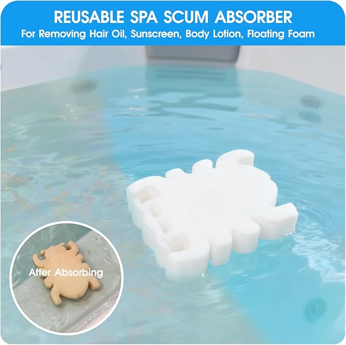 TidyMister 5-in-1 Spa Cleaning Set - Hot Tub Small Pools Maintenance Accessories Kit - Skimmer Net, Round Brush, 2ft Pole, Scrub Glove and Scum Absorber